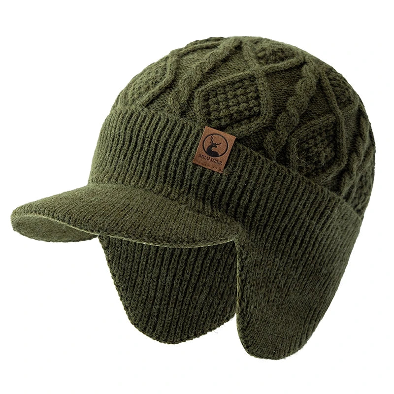 New Unisex Winter Hat Plush Fur Lined Warm Earflap Cap Stylish Soft Beanie Hat Outdoor Thick Ski Sports Knitted Hat Purest Peak